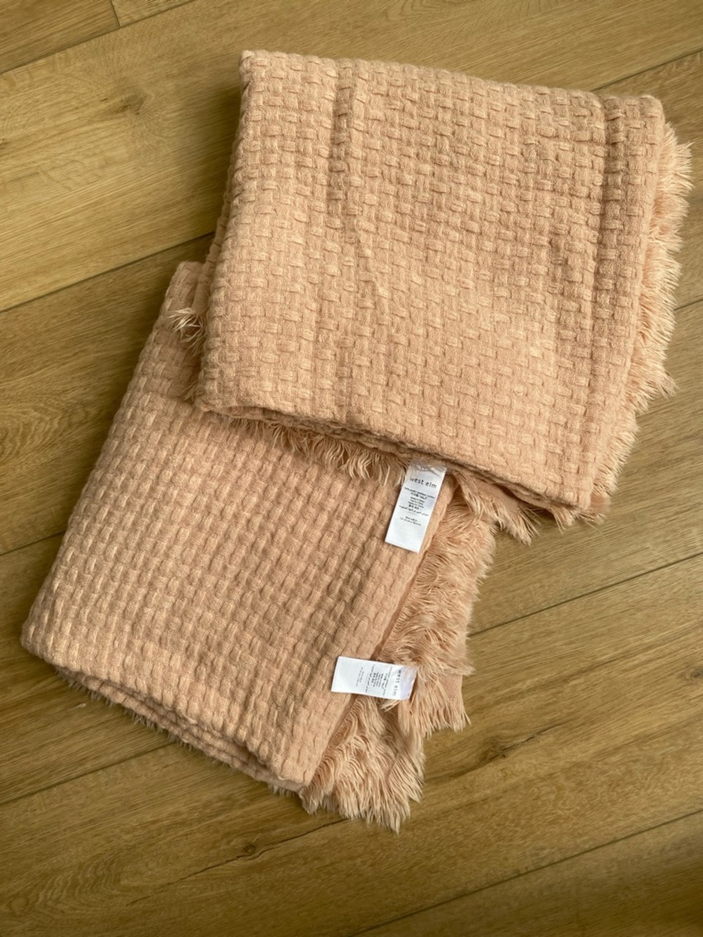West Elm Blush Pink Fringe Throw Blanket